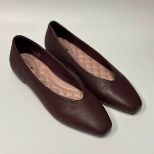 Birdies Women's The Crane Leather Ballet Flat in Port (Burgundy) Size 10